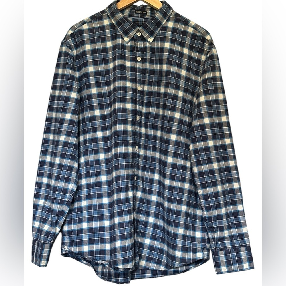 AMERICAN EAGLE OUTFITTERS MENS BLUE PLAID SERIOUSLY SOFT L/S SHIRT SIZE XL